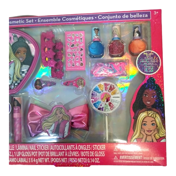 Barbie Mega Cosmetic Set Mirror Makeup Hair Nail Polish Bag - Picture 7 of 15